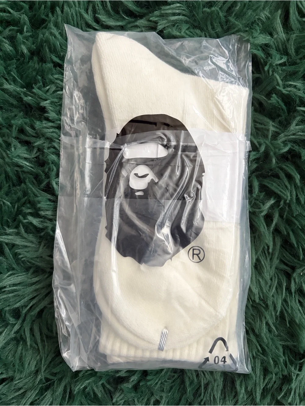 White Bape Socks With Ape Head Logo